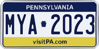 PA license plate MYA2023