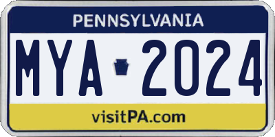 PA license plate MYA2024