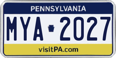 PA license plate MYA2027