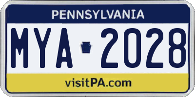 PA license plate MYA2028