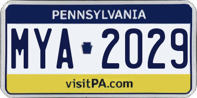 PA license plate MYA2029