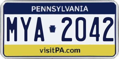 PA license plate MYA2042