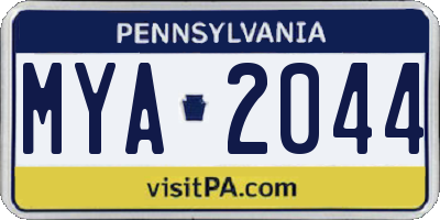 PA license plate MYA2044