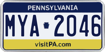 PA license plate MYA2046
