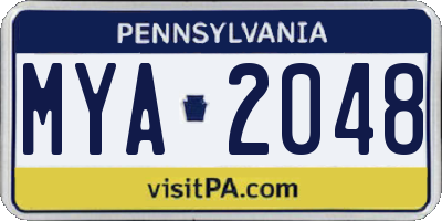 PA license plate MYA2048