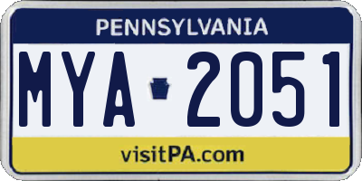 PA license plate MYA2051