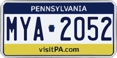 PA license plate MYA2052