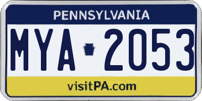 PA license plate MYA2053
