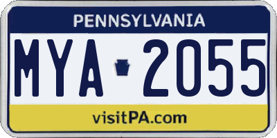 PA license plate MYA2055