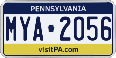 PA license plate MYA2056