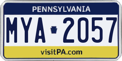 PA license plate MYA2057