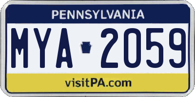 PA license plate MYA2059