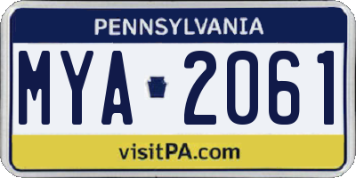 PA license plate MYA2061
