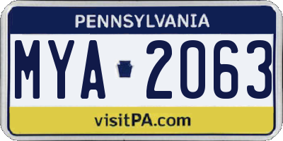 PA license plate MYA2063