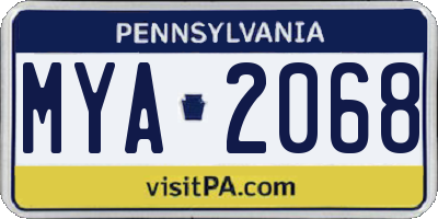 PA license plate MYA2068