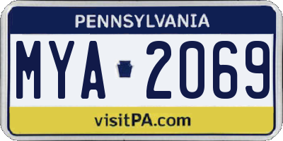 PA license plate MYA2069