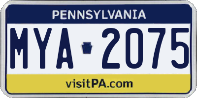 PA license plate MYA2075