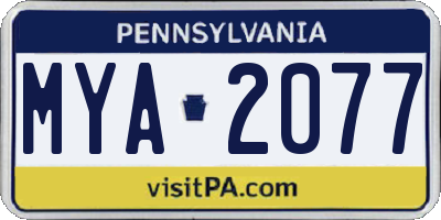 PA license plate MYA2077