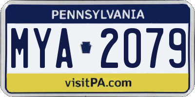 PA license plate MYA2079
