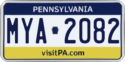 PA license plate MYA2082