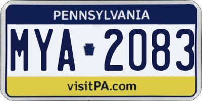 PA license plate MYA2083