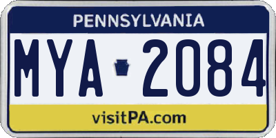 PA license plate MYA2084