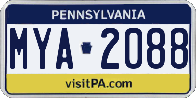 PA license plate MYA2088