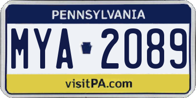 PA license plate MYA2089
