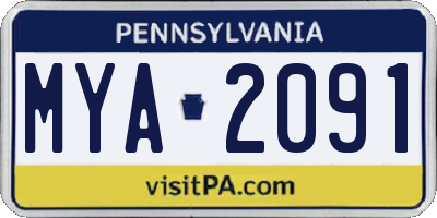 PA license plate MYA2091