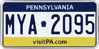 PA license plate MYA2095