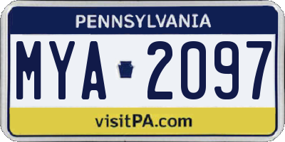 PA license plate MYA2097