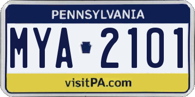 PA license plate MYA2101
