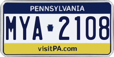 PA license plate MYA2108