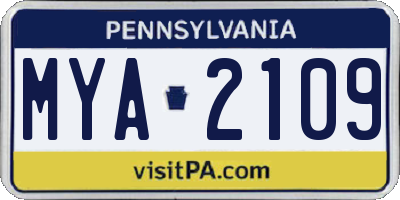 PA license plate MYA2109