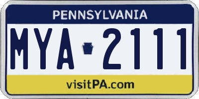 PA license plate MYA2111
