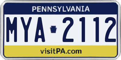 PA license plate MYA2112