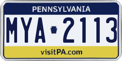 PA license plate MYA2113