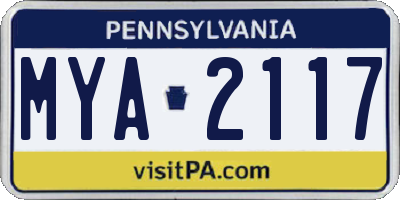 PA license plate MYA2117