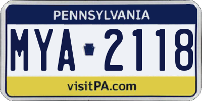 PA license plate MYA2118