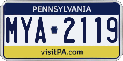 PA license plate MYA2119