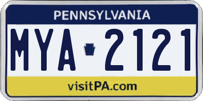 PA license plate MYA2121