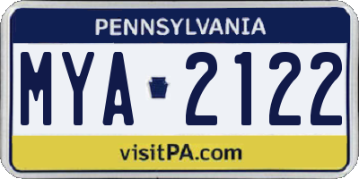 PA license plate MYA2122