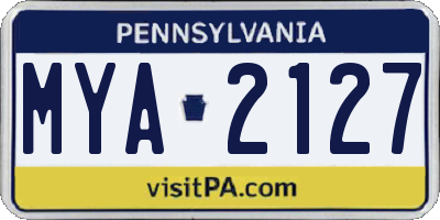 PA license plate MYA2127