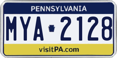PA license plate MYA2128