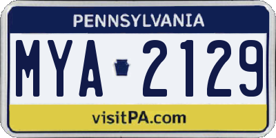 PA license plate MYA2129