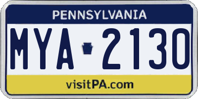PA license plate MYA2130