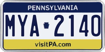 PA license plate MYA2140