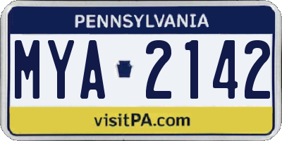 PA license plate MYA2142