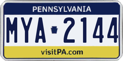 PA license plate MYA2144