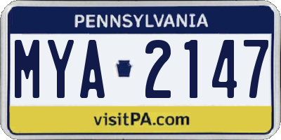 PA license plate MYA2147
